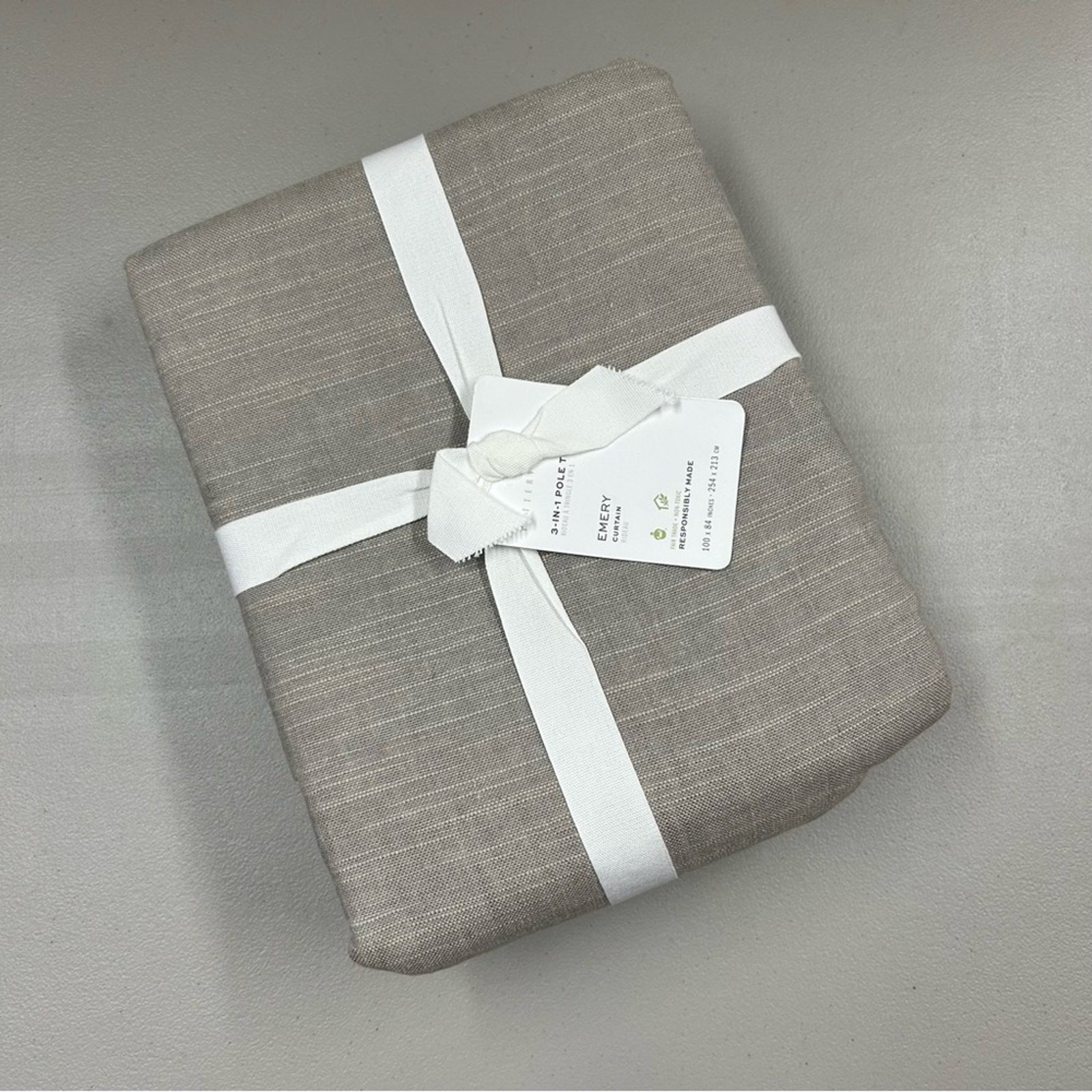 Pottery Barn Emery Curtain Window Panel Linen Light Filtering 100″ W x 84″ L NEW