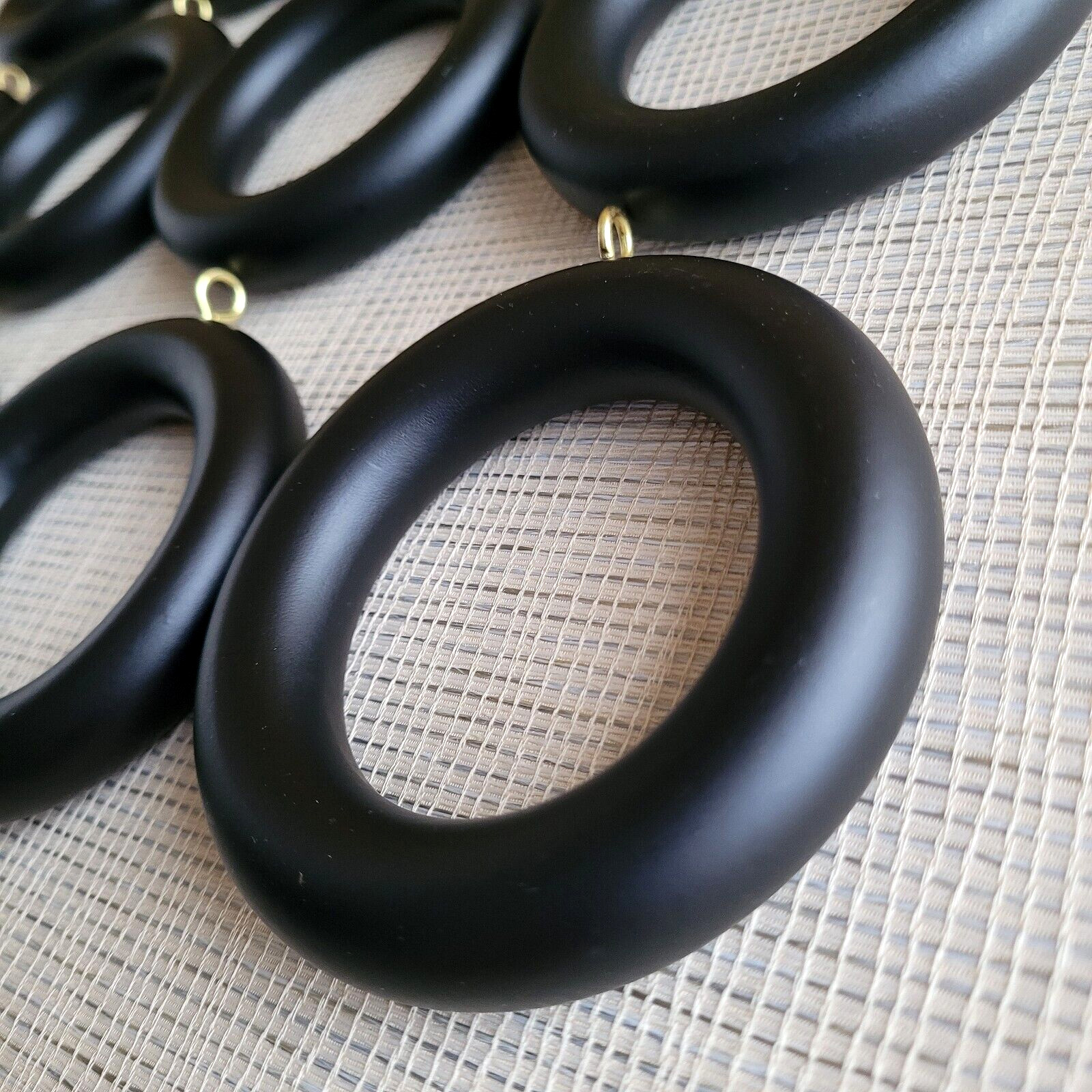 Black Curtain Drapery Rod Rings w/eyelets for 2″ Poles Lot of 16 NEW