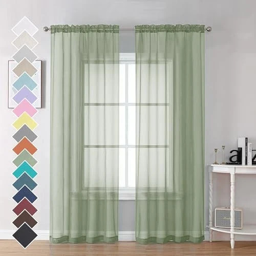 Bedroom Curtains 2 Panel Sets 84″ Inch 42″W x 84″L (Pack of 2) Sage Green