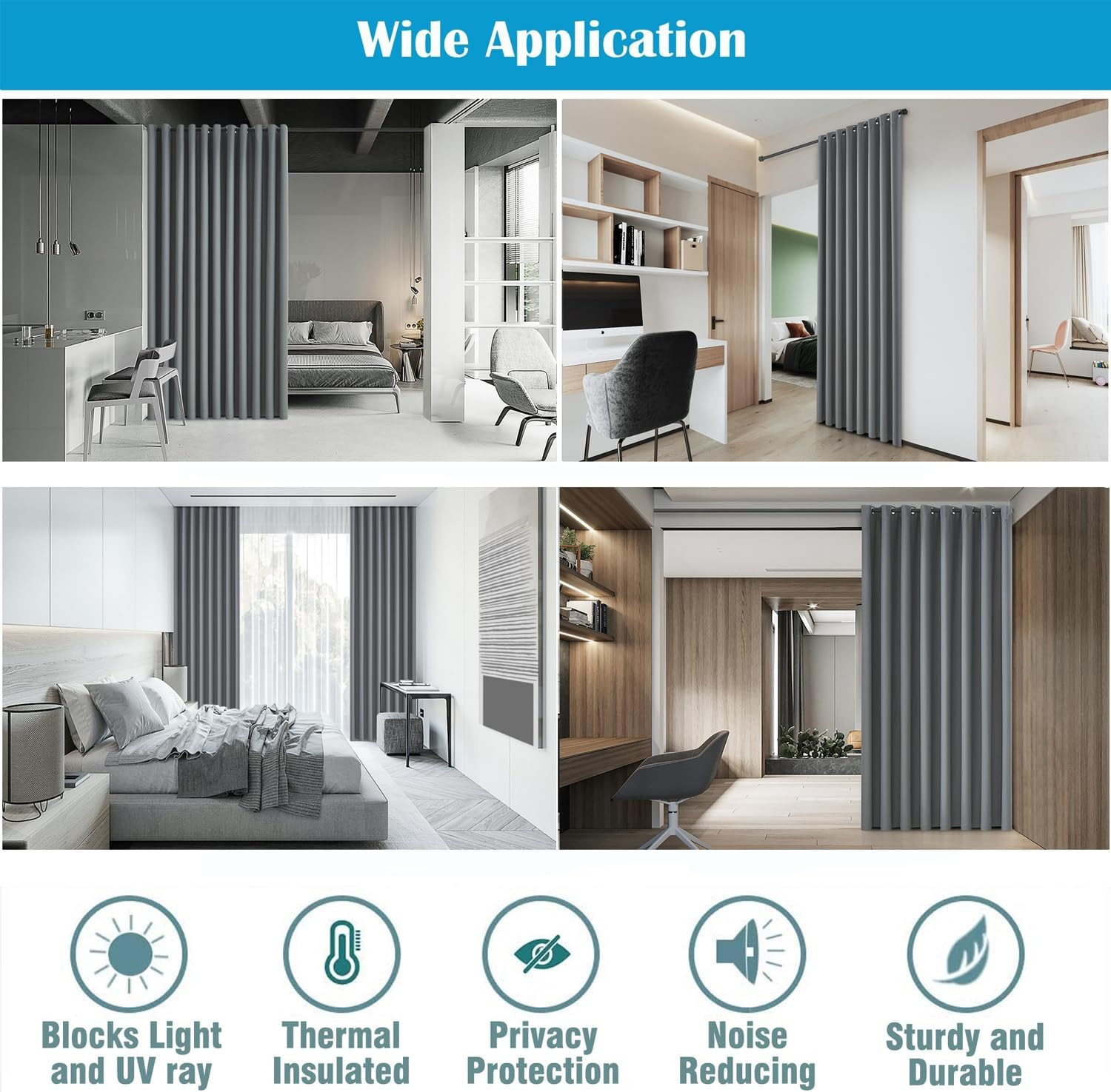Room Divider Multi-Scenario Blackout Curtains – Noise Reducing Thermal Insulated