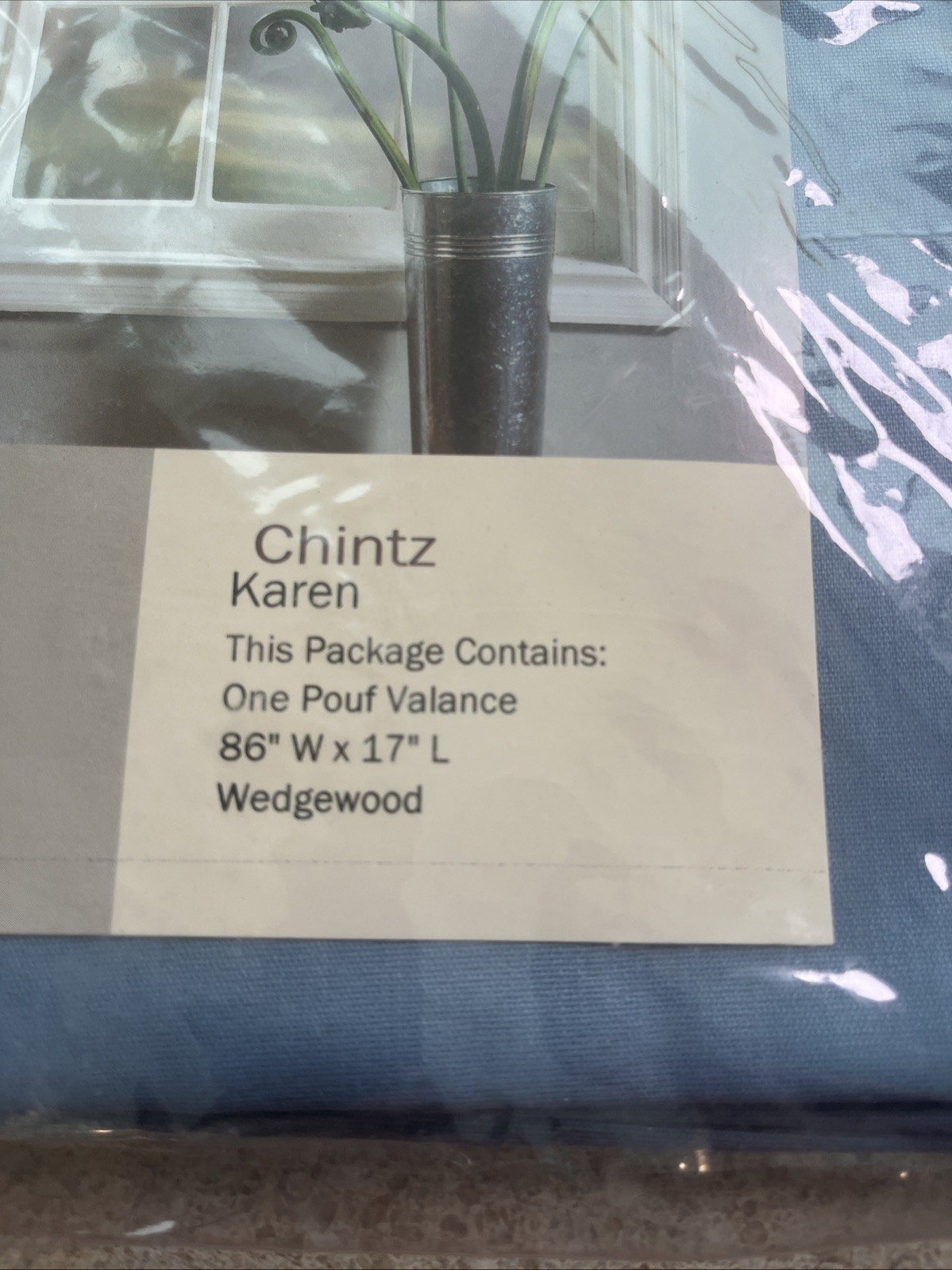 H616~ 3 Chintz Pouf Valances 86″ x 17″ Wedgewood Blue NEW in Package
