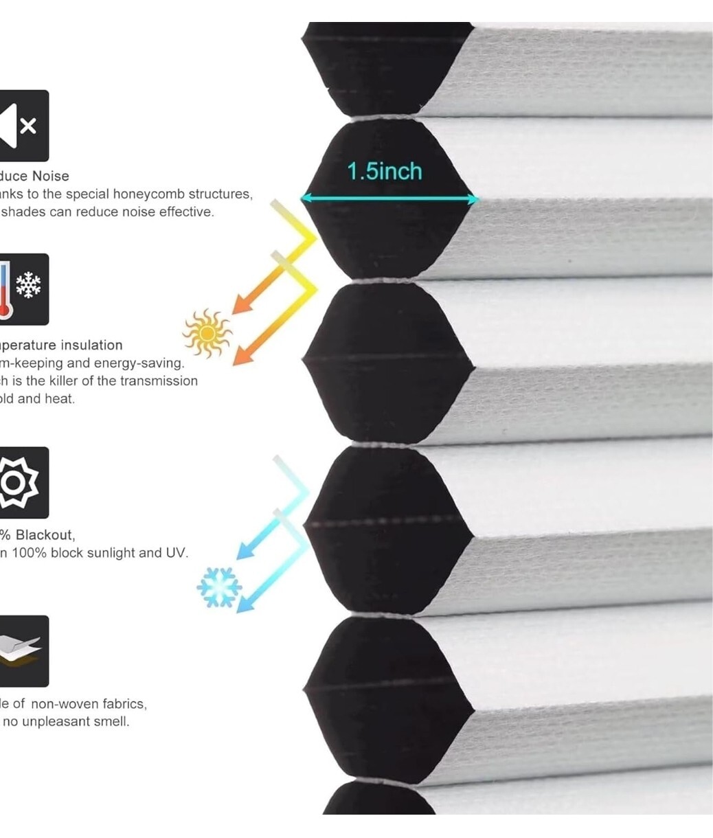 MYshade Blackout Cordless Cellular Shades Honeycomb Shades for Indoor 39w 72H