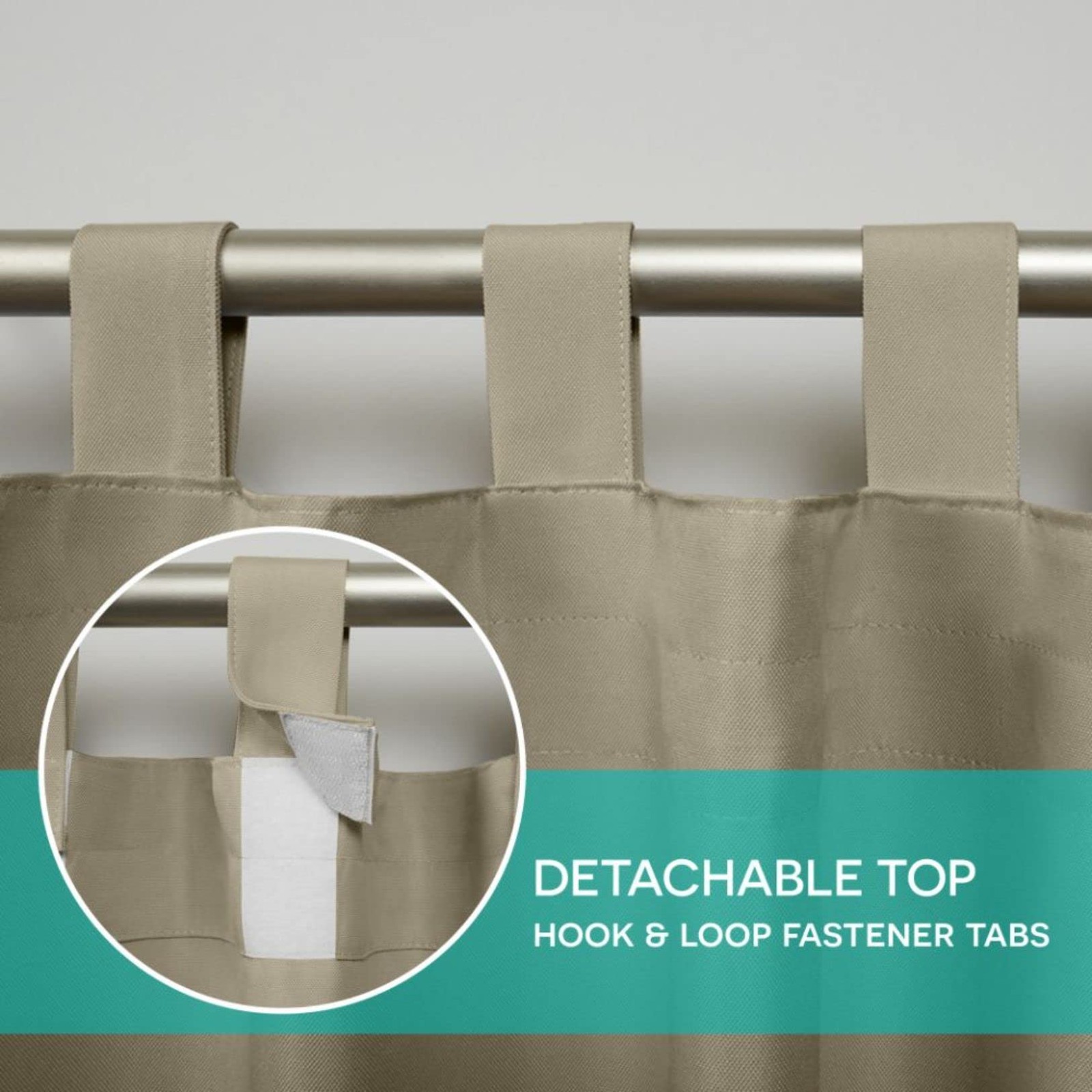 Curtains VT Curtain with Tab for Filtering Light, 132 x 132 cm, Taupe