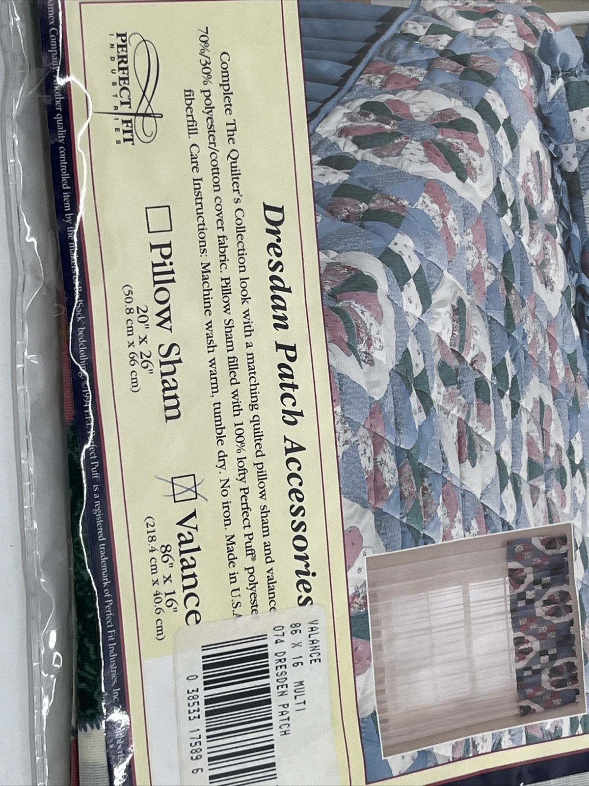 Vintage The Quilter’s Collection Multicolor Dresden Patch Window Valance 86”x16”