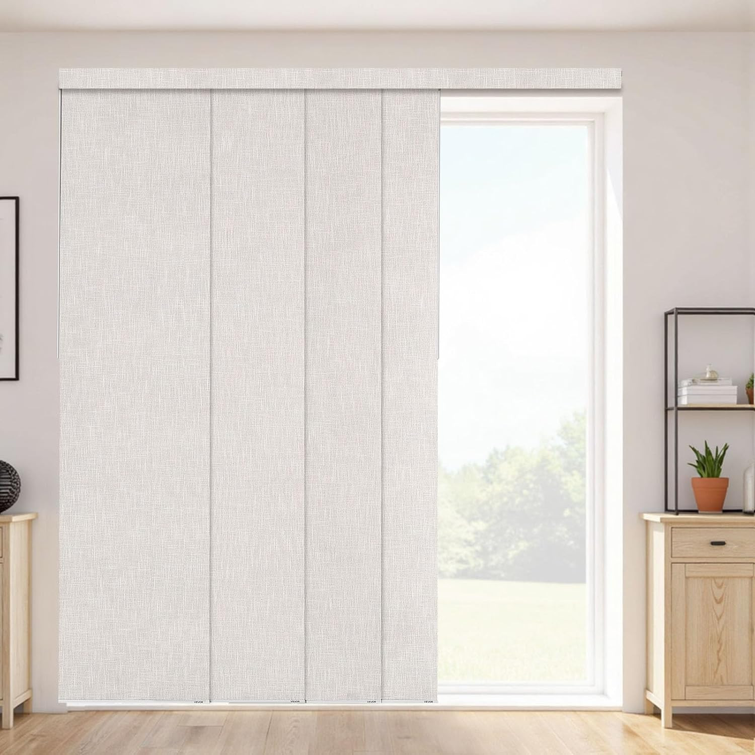 Panel Track Blinds, Extendable Track from 45.8 in to 86 in W, Trimmable Panel Cu