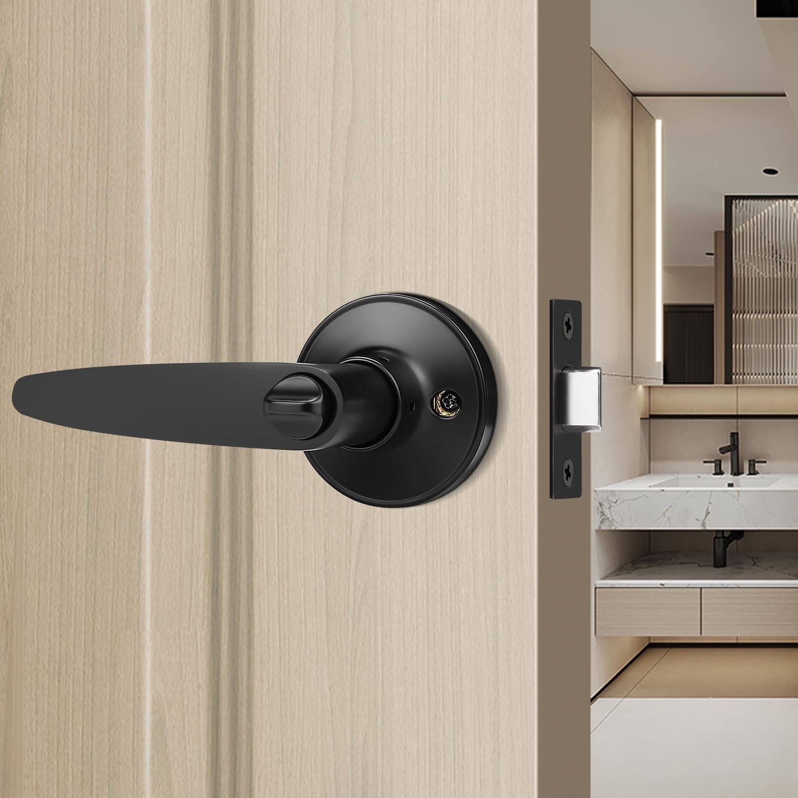 Probrico 3 Pack Entrance Door Levers Door Lock In Black Combo Entry Door