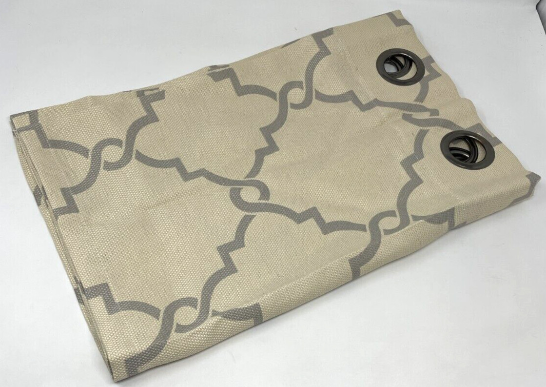 Madison Park Saratoga 50″ x 18″ Fretwork-Print Grommet Valance – Beige / Gray