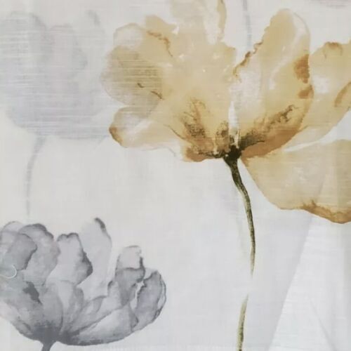 DKNY 32 x 96 City Bloom Inverted Pleat Cotton White Yellow Gray Flowers Curtains