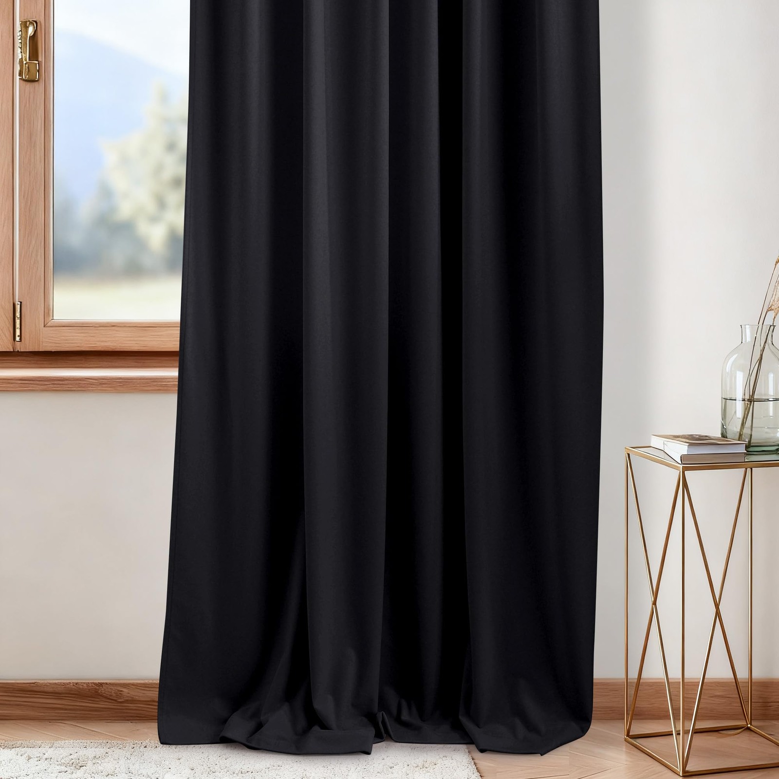 Nicetown Black Velvet High Ceiling Drapes 228 Inch Long – Blackout Extra Tall