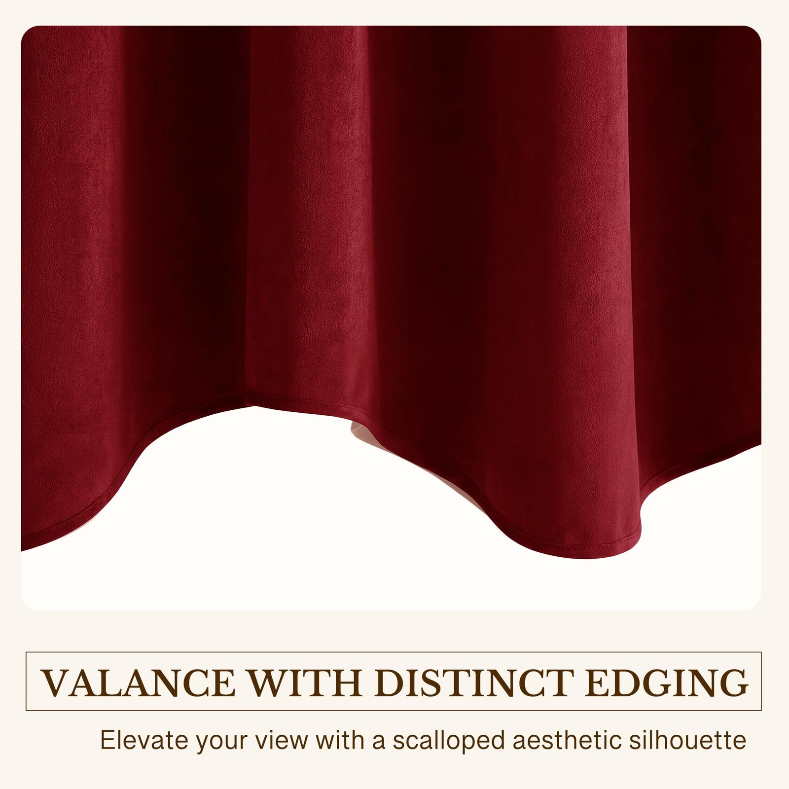 Red Christmas Window Valance, Thick Velvet Cafe Curtains with Wavy Edge, Vint…
