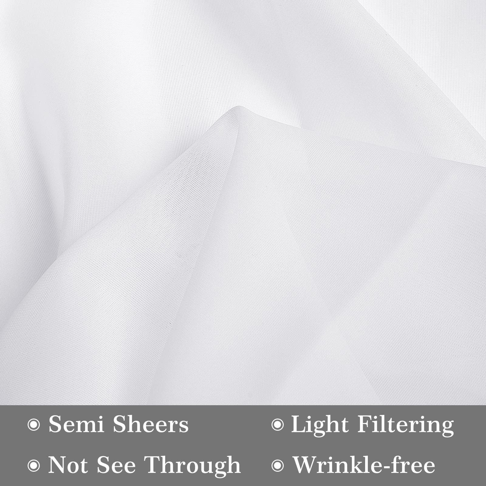 French Door Curtains 2Pk 40×72 White Sheer Sidelight Panels W/ Tiebacks