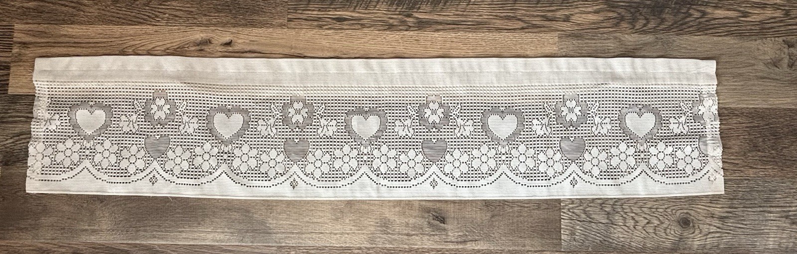 VTG Country Louie Hornick Lace Window Valance 1988 5 56″ x 12″ White Cottage