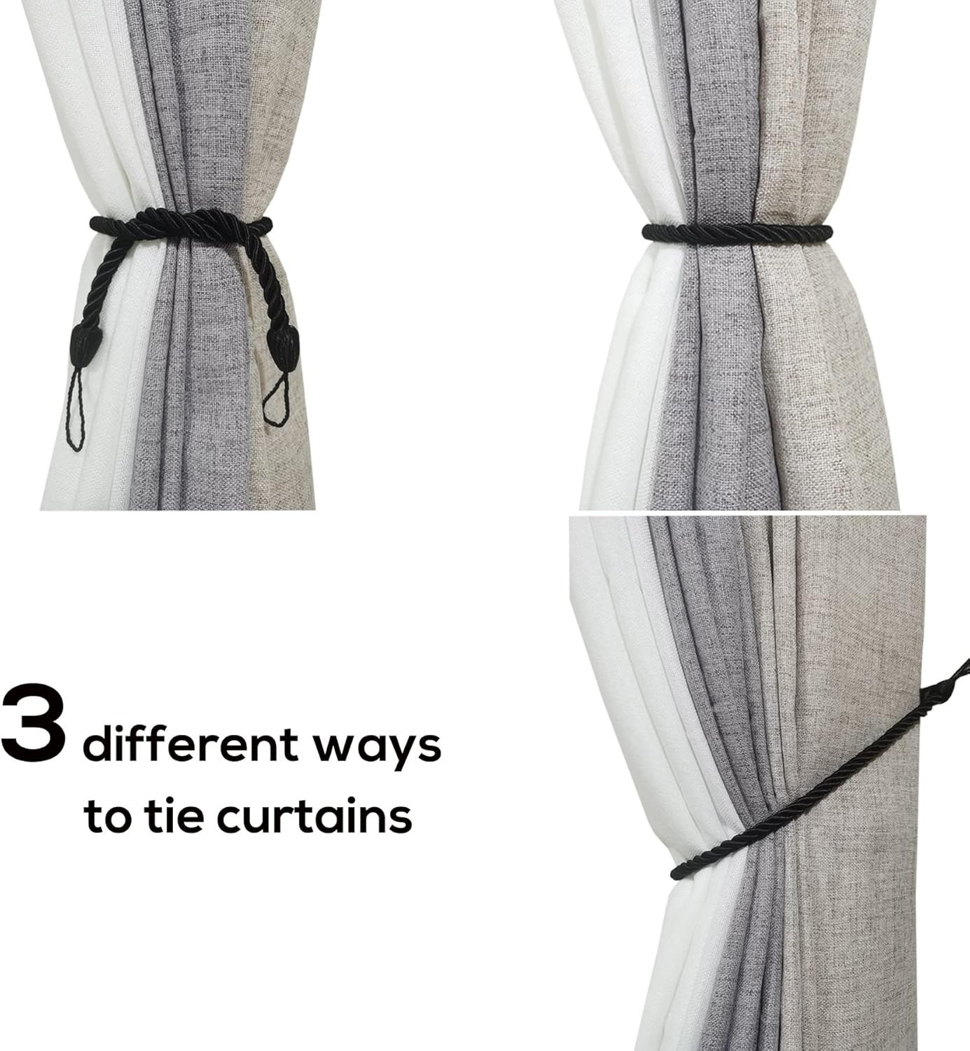 Curtain Tiebacks Ropes, Decorative Handmade Tie Backs Curtain Holdbacks with …