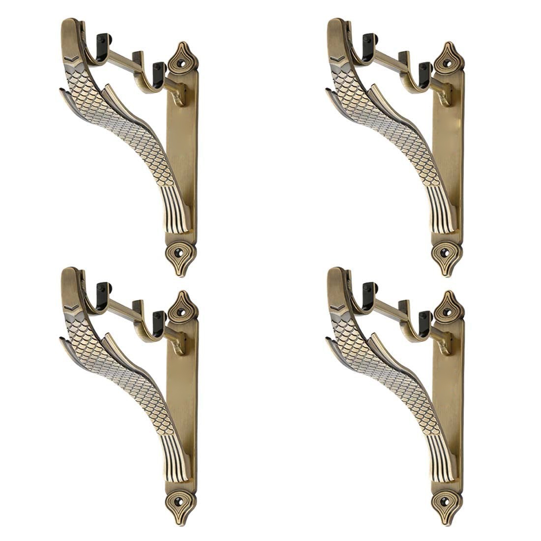 Double Curtain Rod Brackets Support for 1 Inch Curtain Rod Holders pack of 4