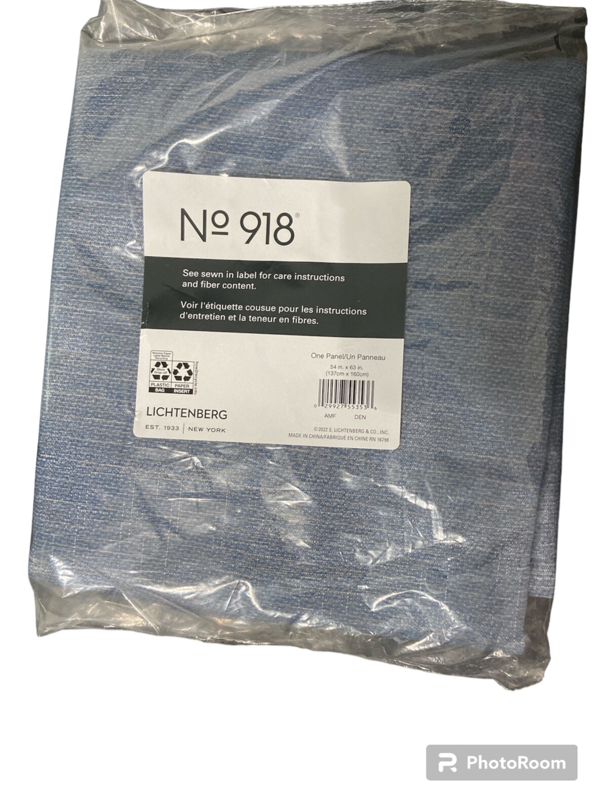 One NEW Lichtenberg Textured Sheer Rod Pocket Curtain Panel 54W»x64L» Denim Blue
