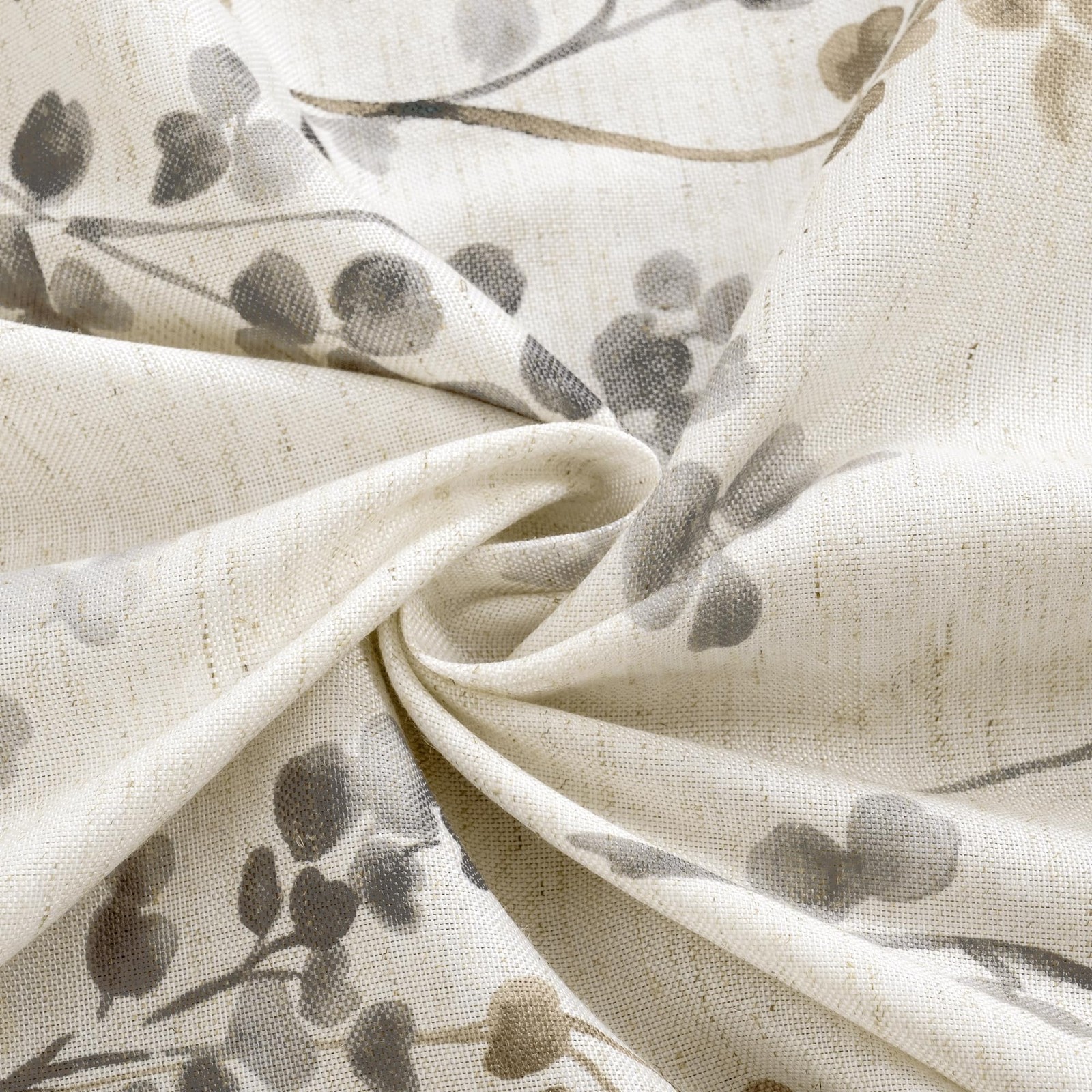 Linen Curtains for Living Room 84 Inch Length 2 Panels Set Floral Leaf Patter…
