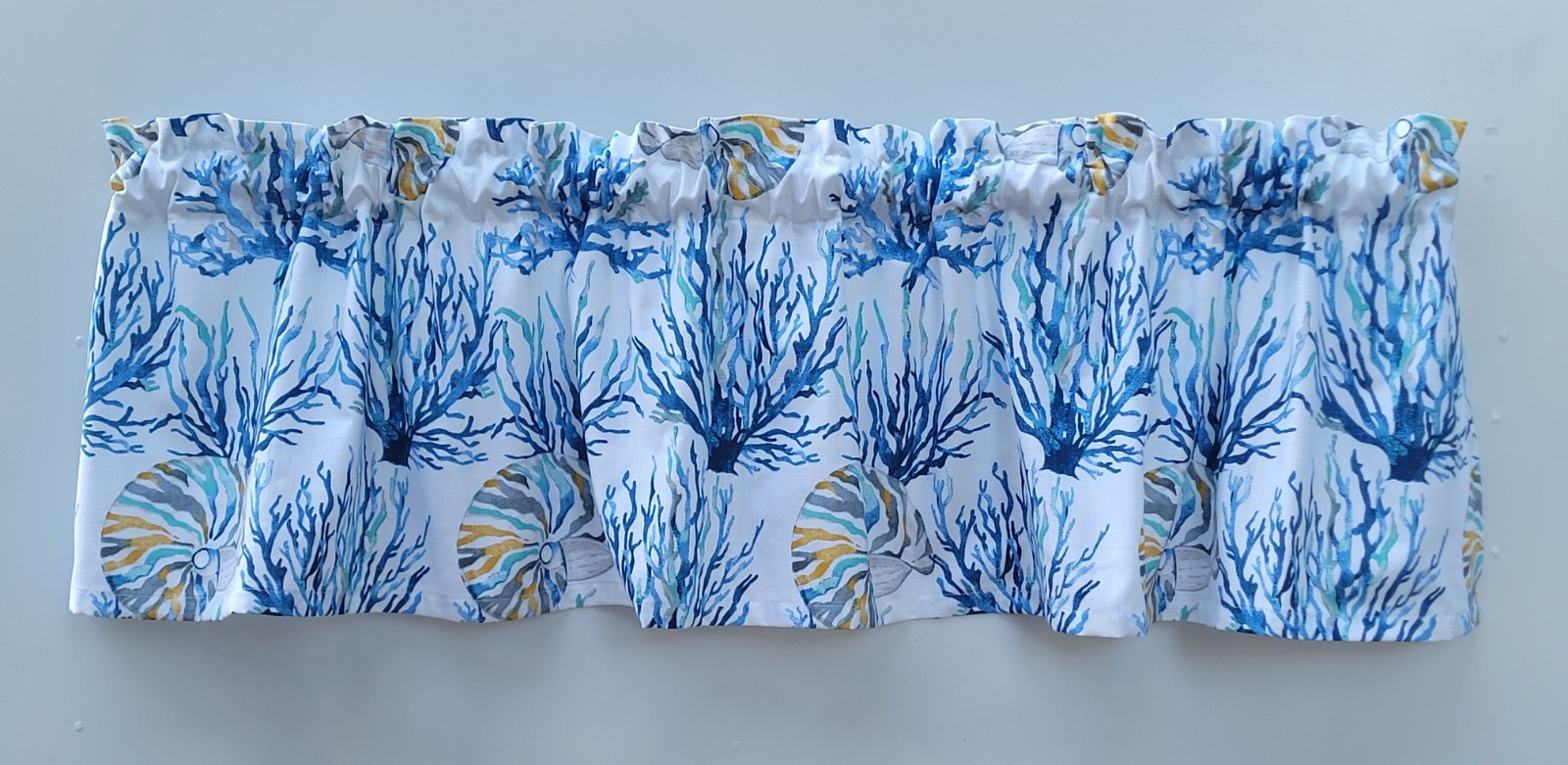 Coastal Coral & Seashell Valance Curtain