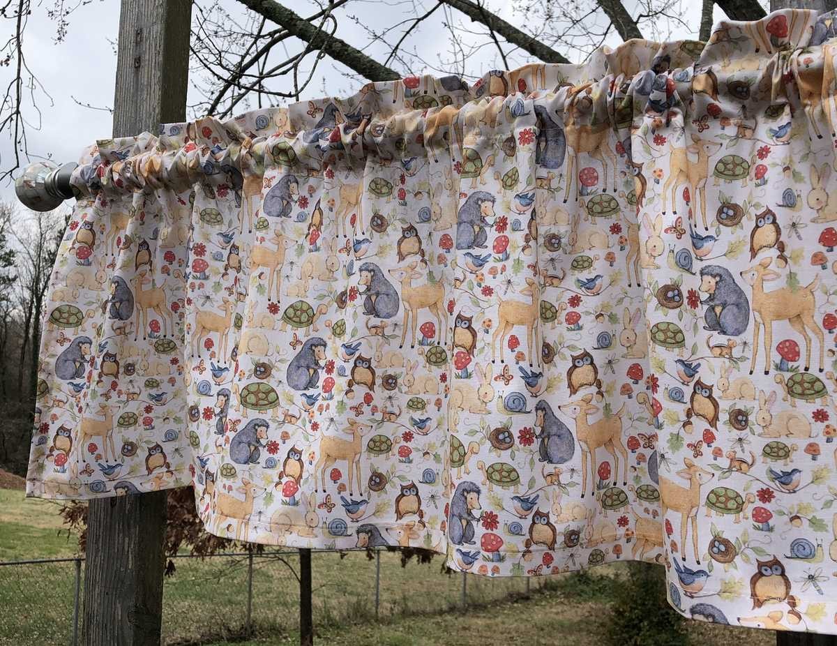 Woodland Forest Animal Bird Deer Owl Nature Nursery Window Curtain Valance