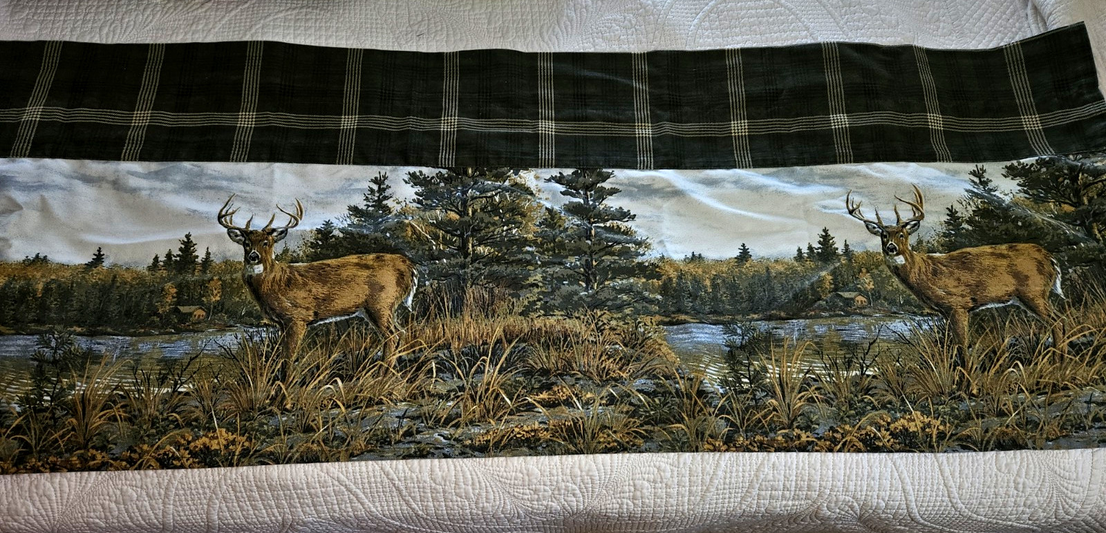 2 Deer Curtain Window Valances Mountain Cabin Country Cottage Woods 88″ x 15″