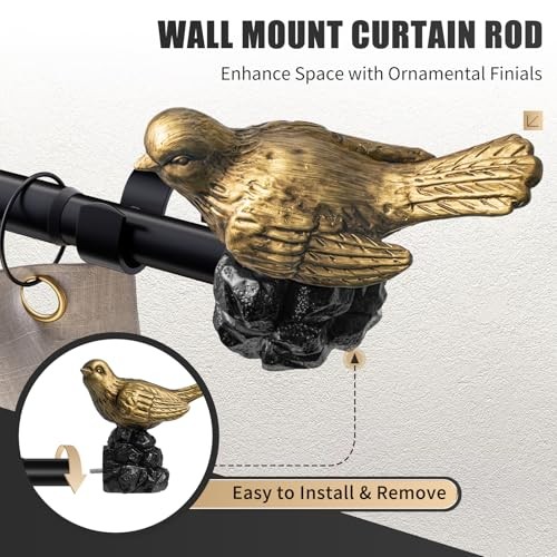 Vintage Black Curtain Rod 18 to 45 Inches Curtain Rods for 18″-45″ Vintage Gold