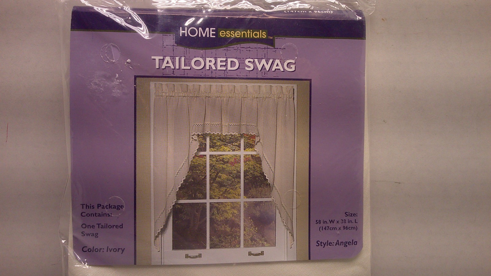 Home Essentials Tailored Swag Ivory Angela One Swag 58 X 38 in.