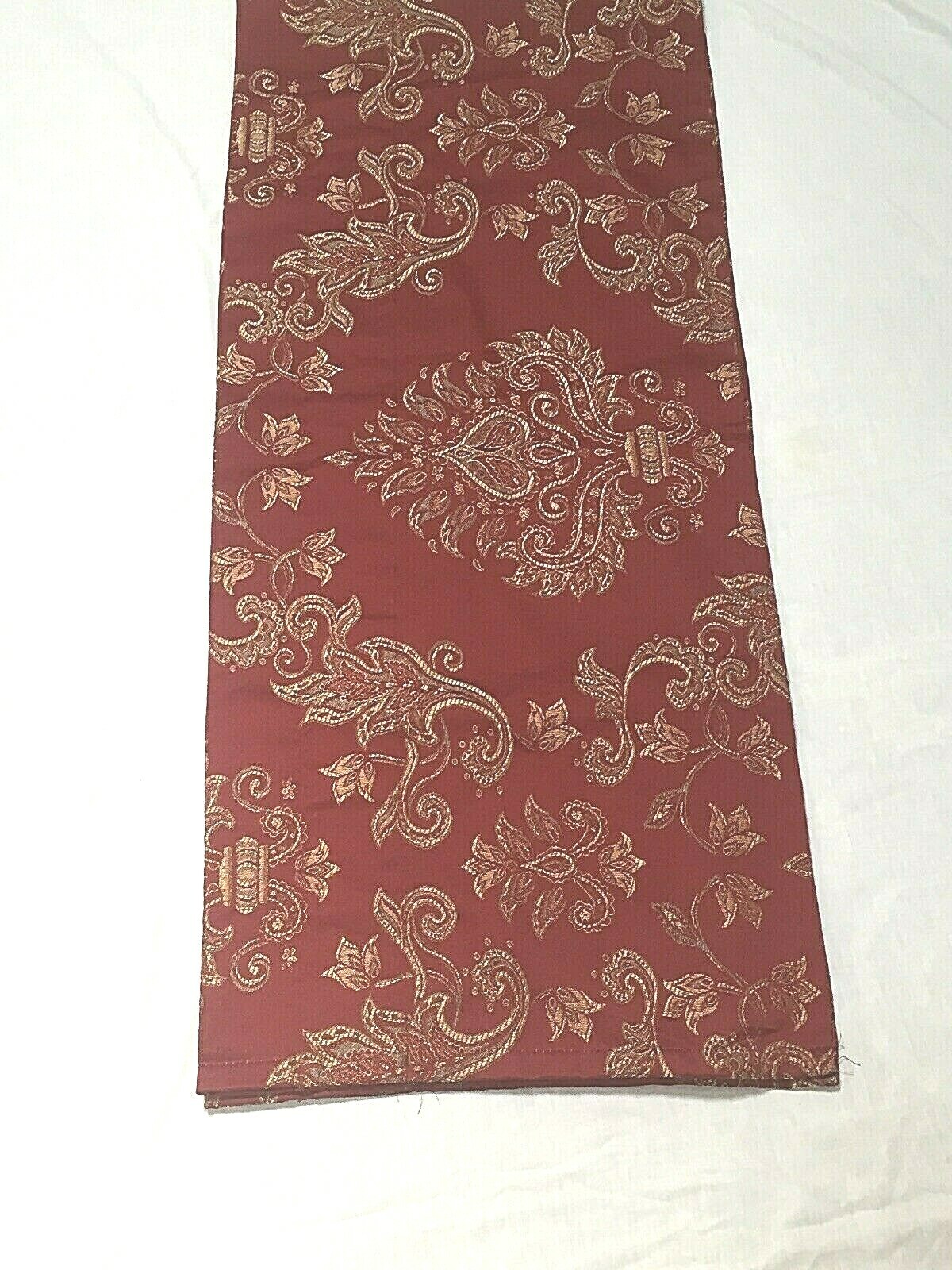 Nobility Floral Jacquard Lined Valance 87 1/4 x18″ Burgundy Yellow Sage 3″ Rod