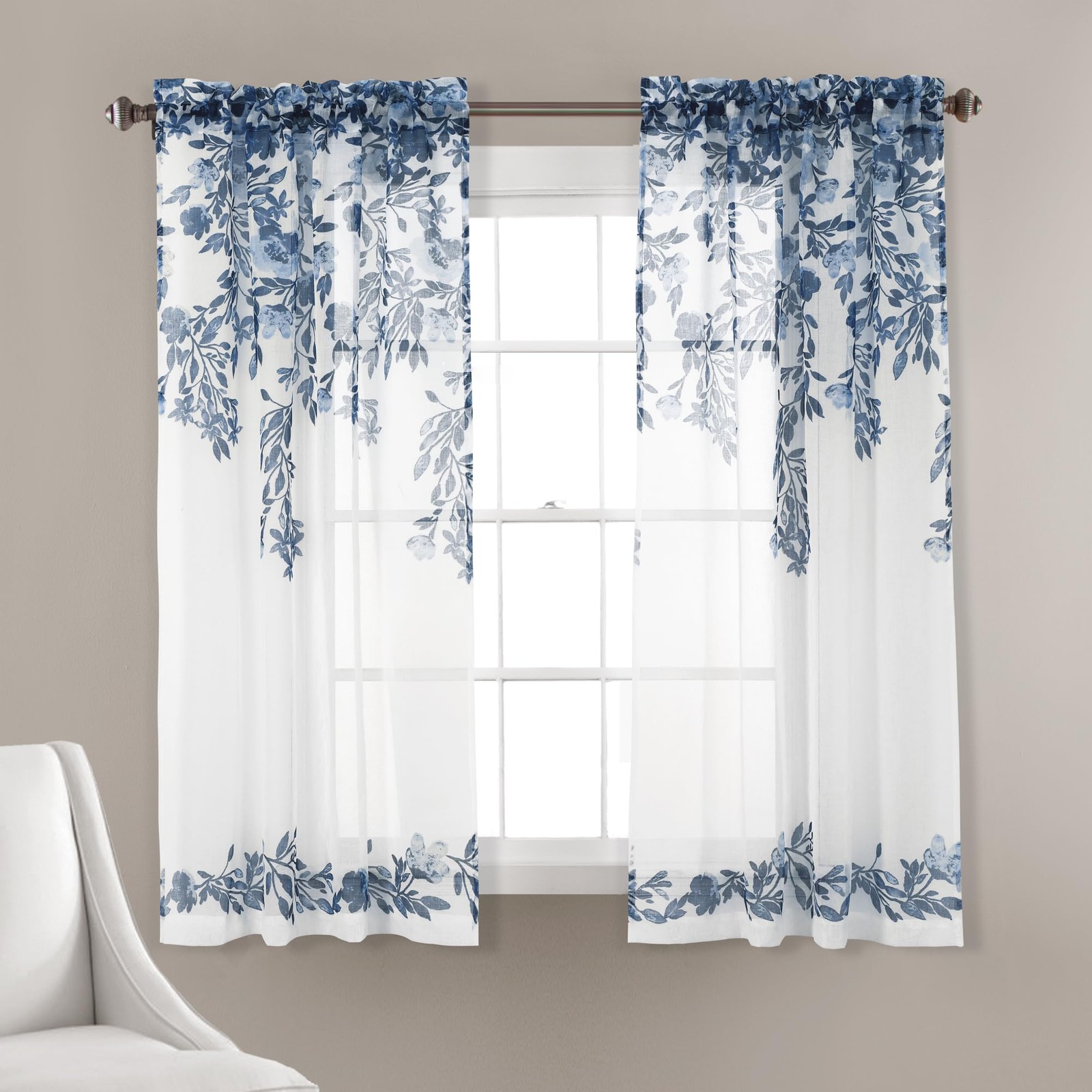 Tanisha Curtains – Sheer Window Panel Set – Floral Vine Print, Beautiful, Mod…