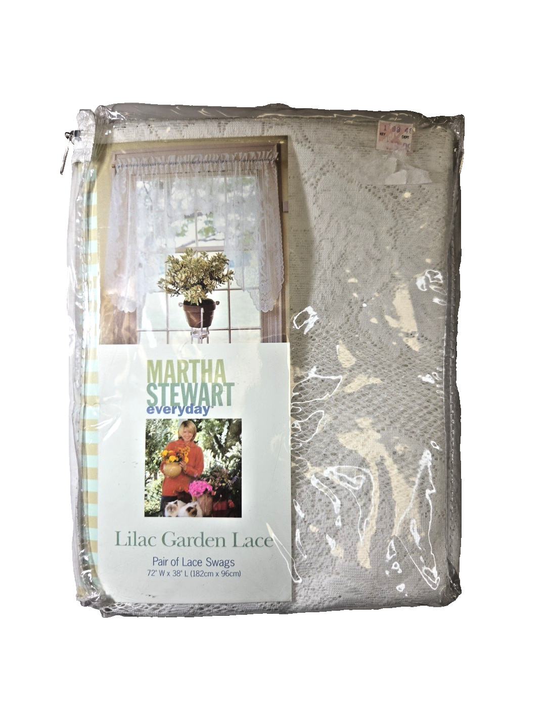 Vtg NEW 1998 Martha Stewart Lilac Garden Lace Swags 72”x38” Curtains White