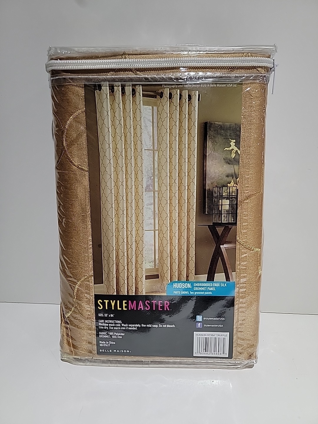 Style Master Hudson Faux-Silk 55″ x 84″ Hudson Embroided Faux Silk Grommet Panel