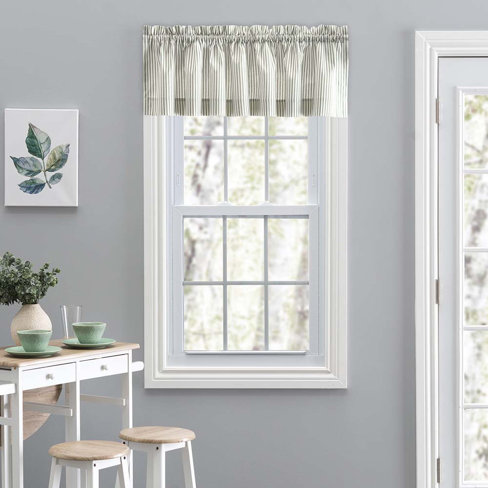 Ellis Curtain Plaza Classic Ticking Stripe Printed on 1.5″ Rod Pocket Natural
