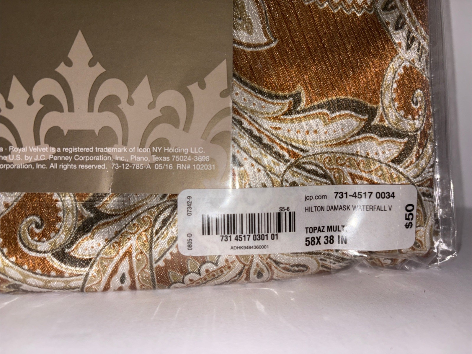 JCP Royal Velvet Hilton Waterfall Valance, TOPAZ, Rod Pocket 58″x 38″ NWT (x2)