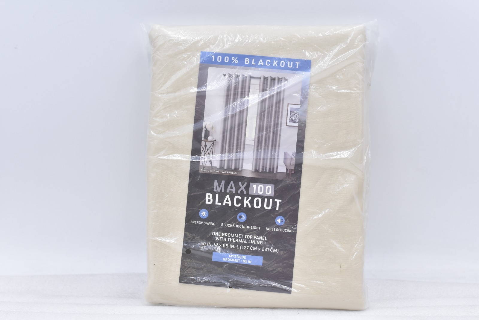 Max 100 Blackout One Ivory Beige Mystique Grommet Top Panel 50″W x 95″L