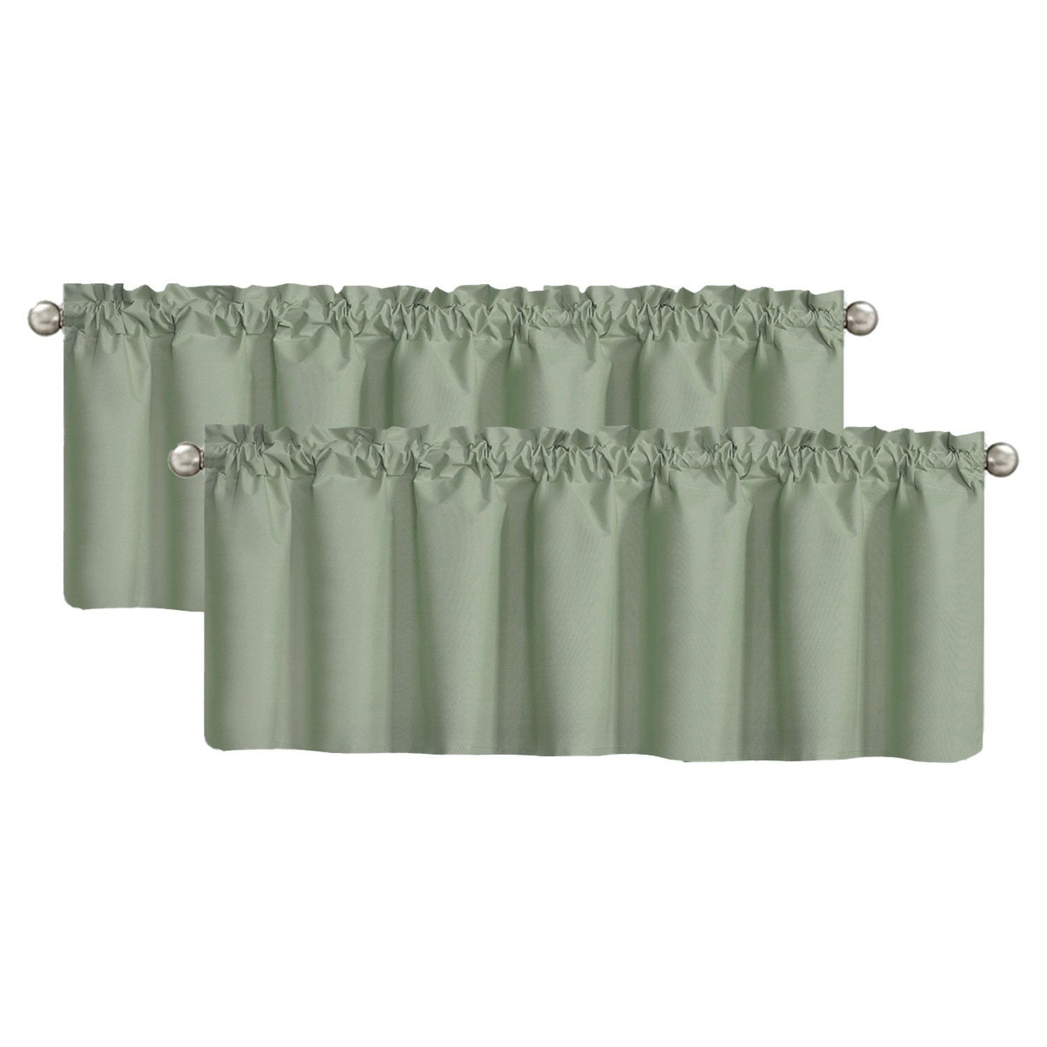 Blackout Window Valance Rod Pocket Curtains, Window Treatment 2 Panels, 39x20in