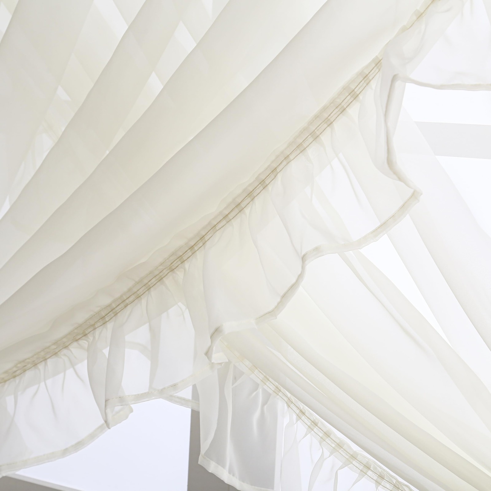 SQFSORV Shabby Chic Double Layer Sheer Ruffled Priscilla Rod Pocket Window Cu…