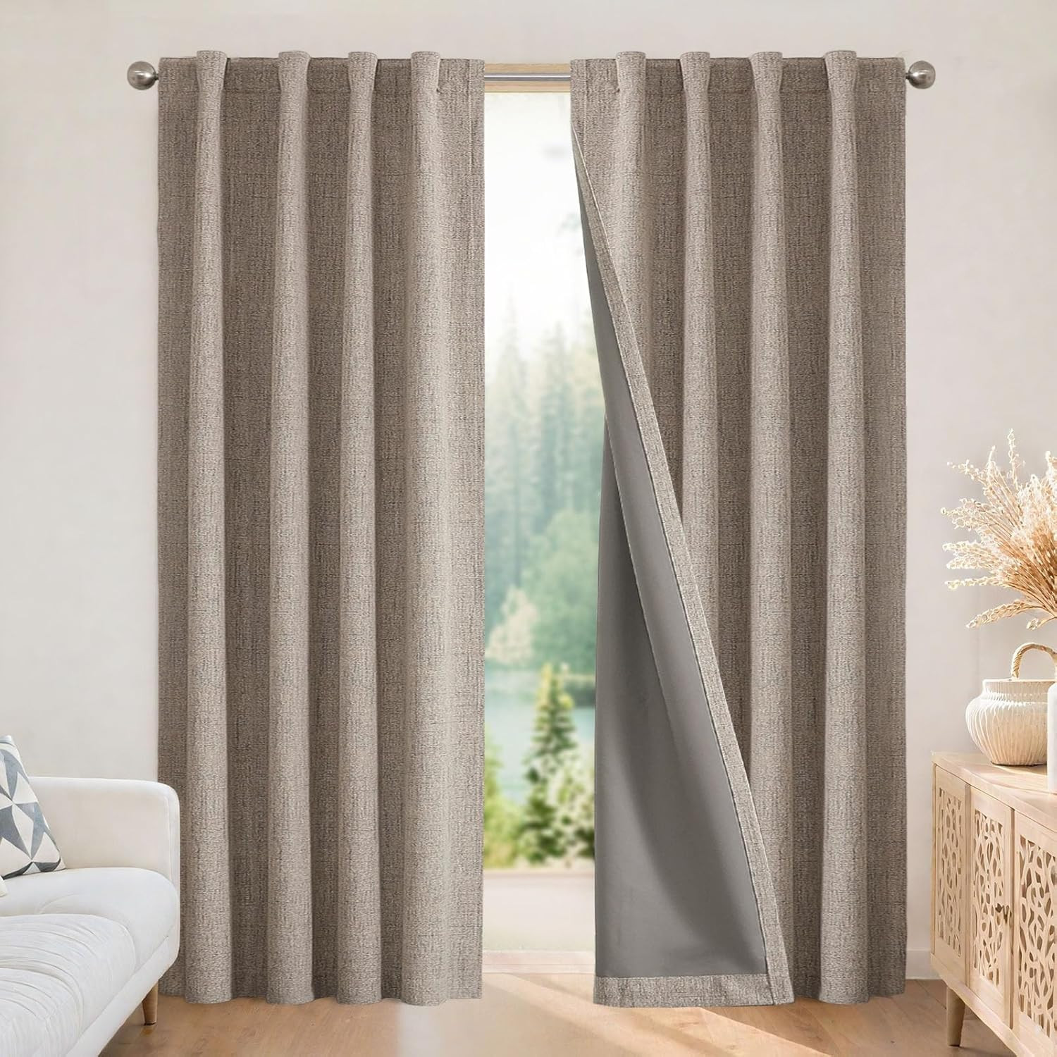 Blackout Curtains for Bedroom – Nature Linen 84 Inch Long 100% Light Blocking 2