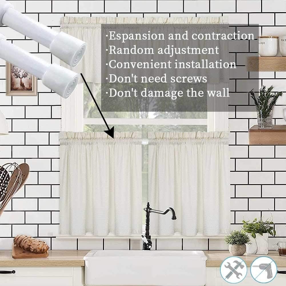 2 Pack White Adjustable Spring Tension Curtain Rods 28-43 Inches