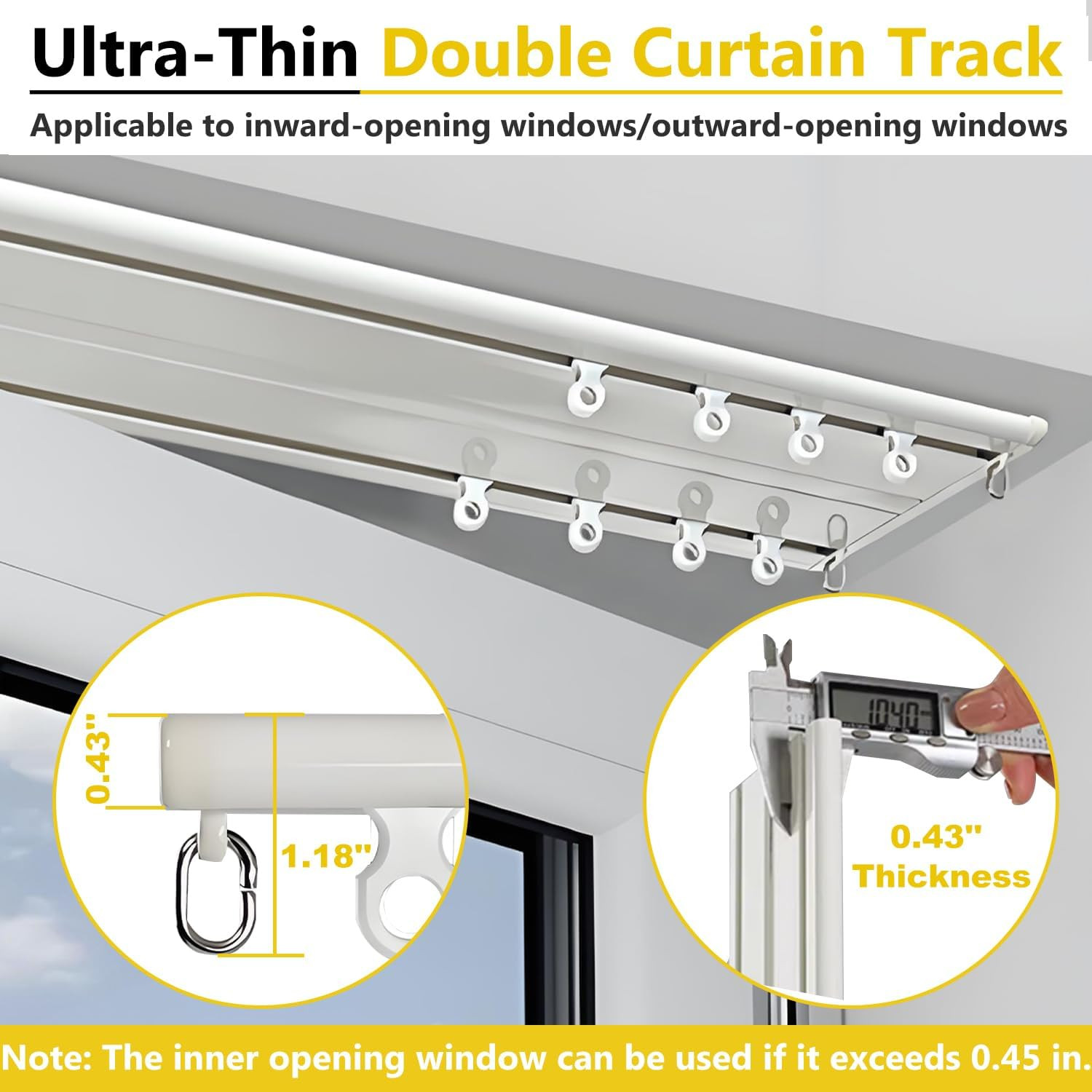 Double Row Curtain Track, Silent Aluminum Alloy Ceiling Curtain Track System, He