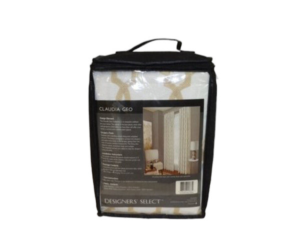 Designer’s Select Claudia Geo Back Tab Window Curtain Panel 95″ White/Sand