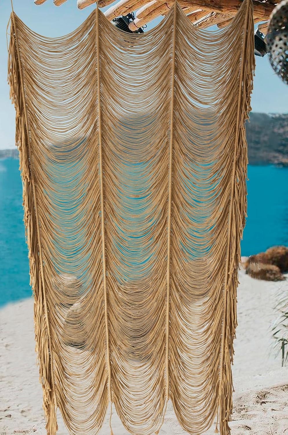 Macrame Curtain Boho Curtain Doorway Window Wall Decor Fiber Yarn Art Handwoven