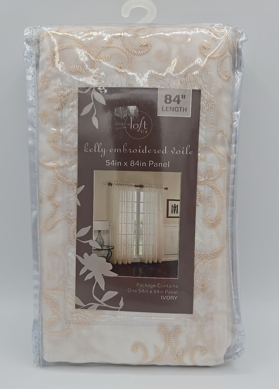 Curtain panel, Ivory – Embroidered, 1 panel – 54in x 84in