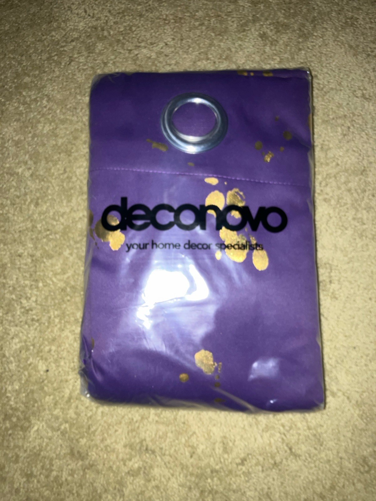 Devon Purple With Gold Foil Blackout Curtain Panel, 52×63”