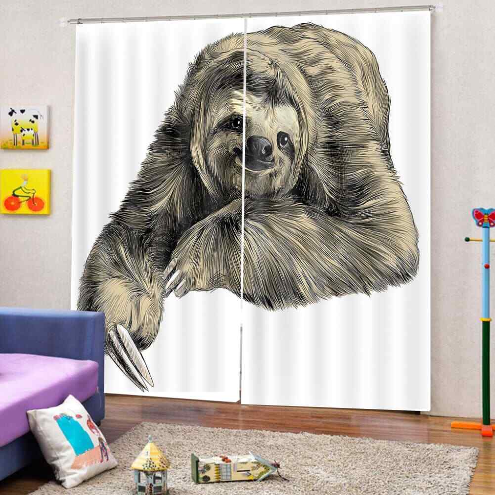 sloth slows down and enjoys life Printing 3D Blockout Curtains Fabric Window