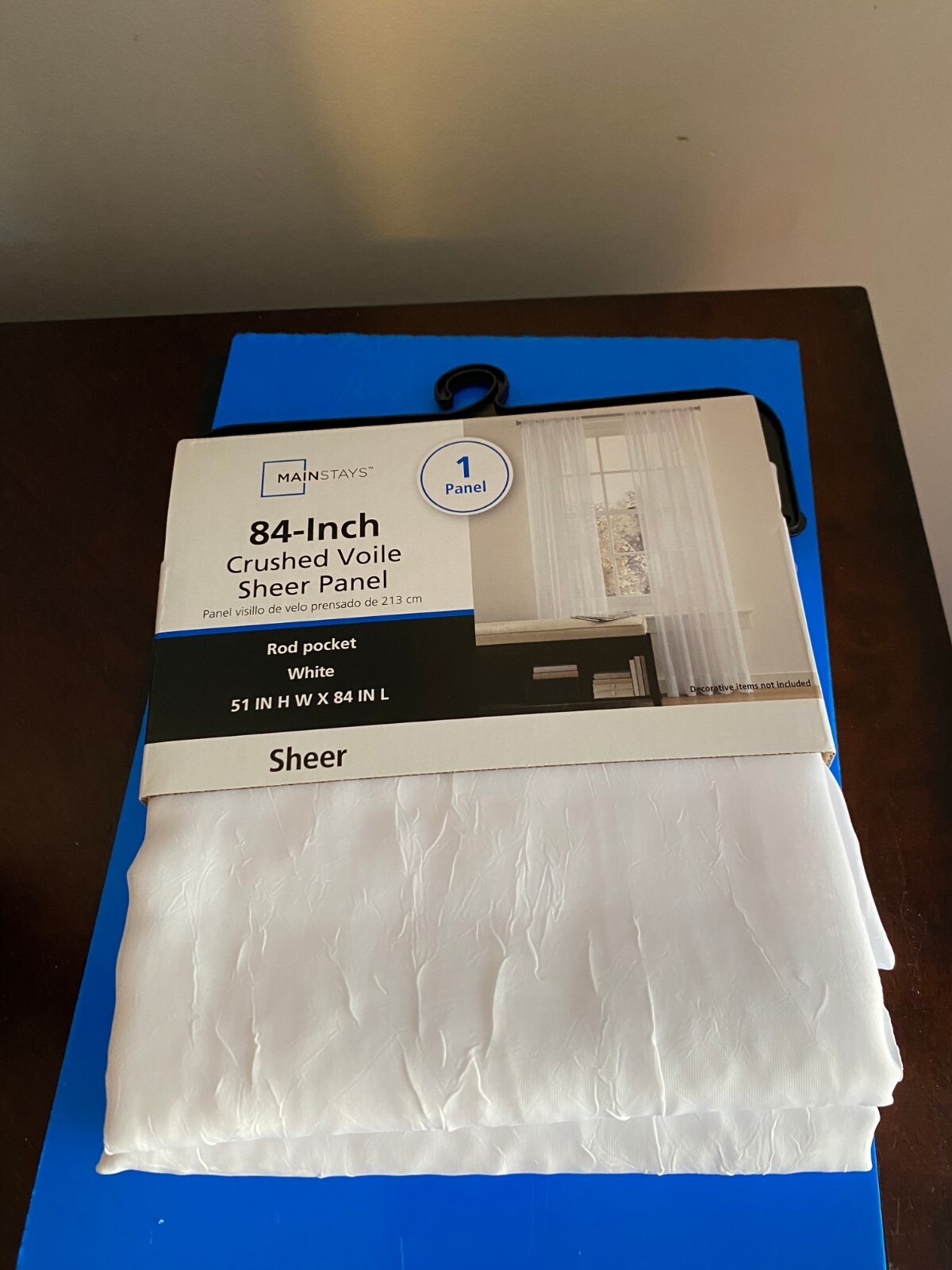 BRAND NEW MAINSTAYS SINGLE PANEL 84 INCH SHEER CRUSHED VOILE CURTAIN WHITE