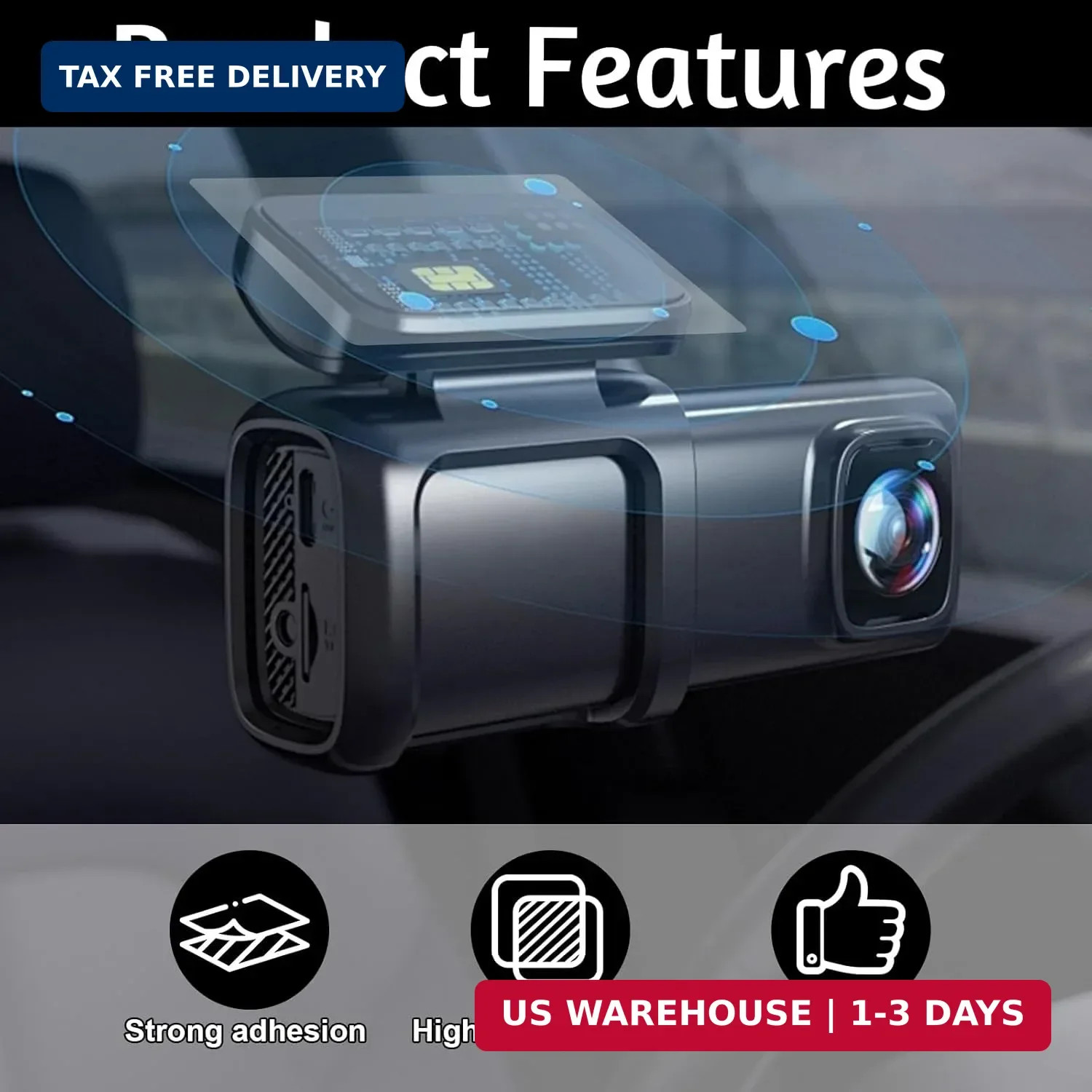 6 PCS Electrostatic Film for Dash Cam with 2 Sheets Double-Sided Adhesive Sticke