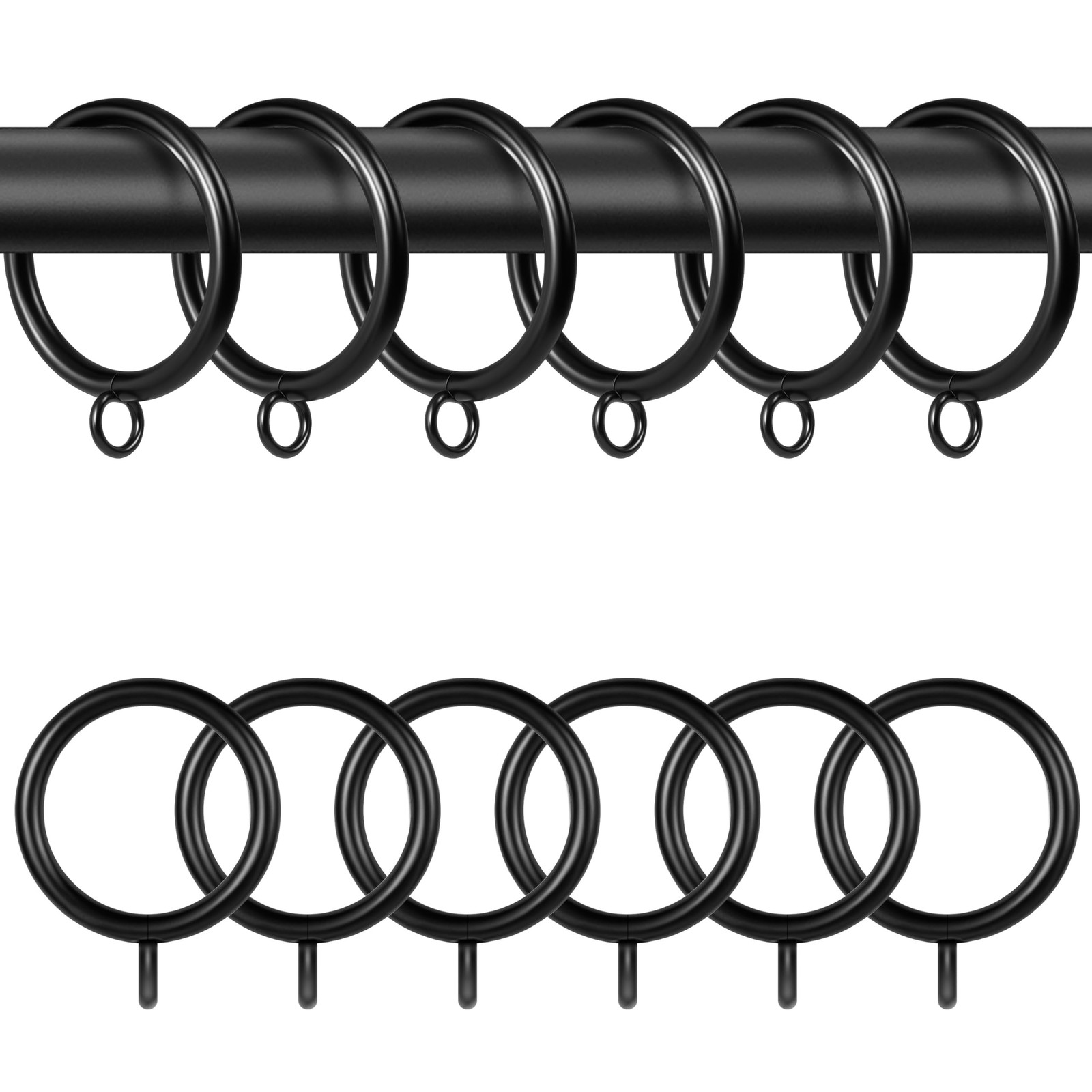 Curtain Rings with Eyelets,48 Pack Metal Black Curtain Rings for Pinch Pleat …