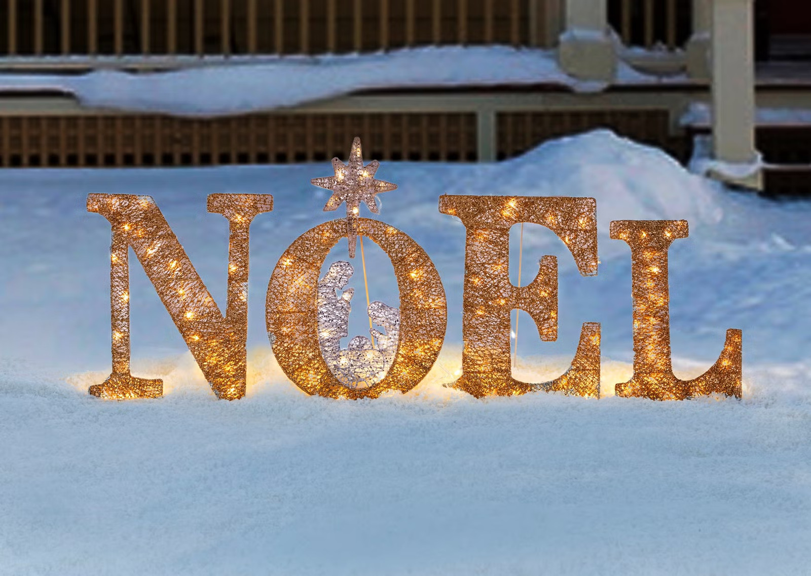 BrylaneHome 46″ Pre-Lit Noel Sign – Silver Gold