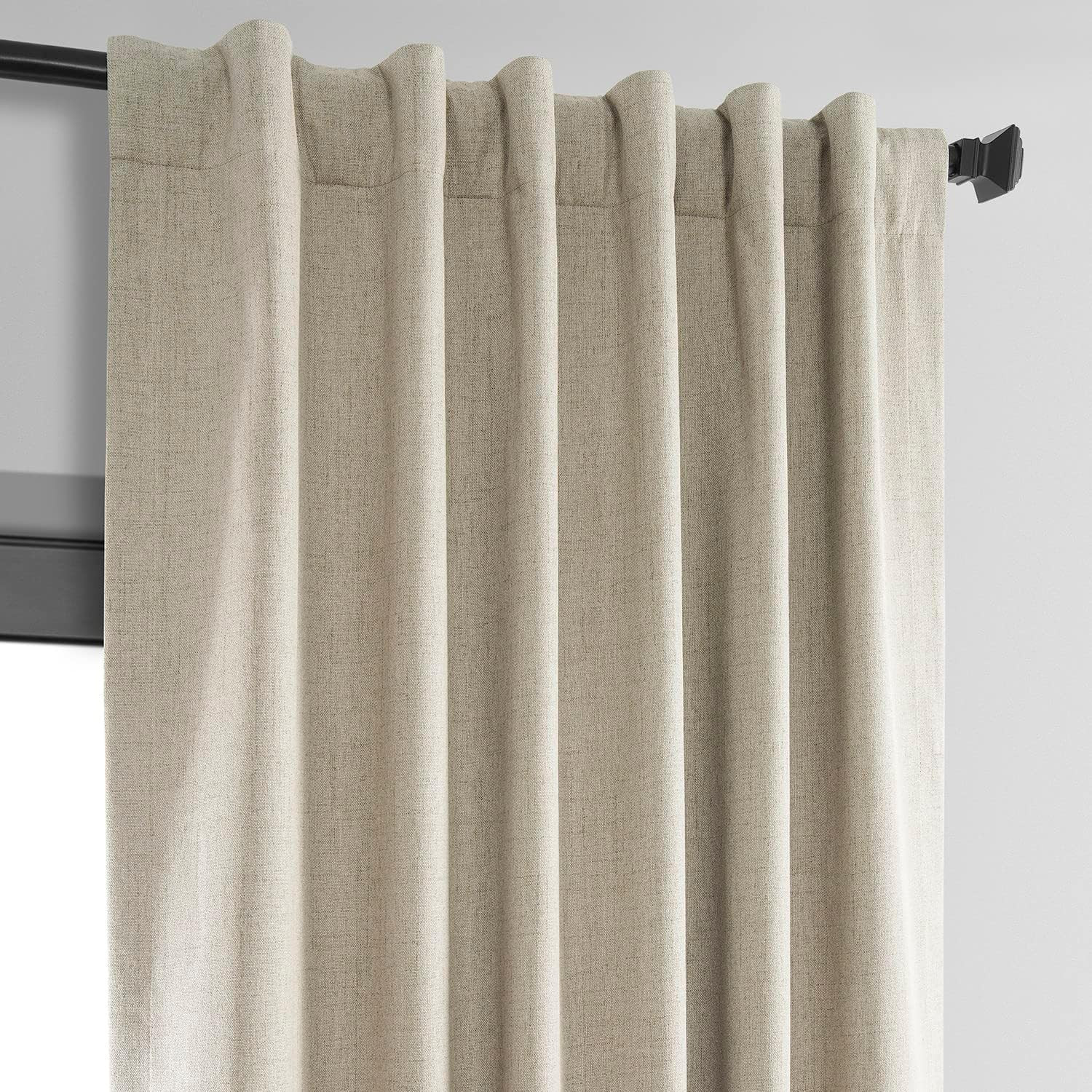Vintage Blackout Curtains 84″ Long – Light Tan Thermal Linen Weave Panel