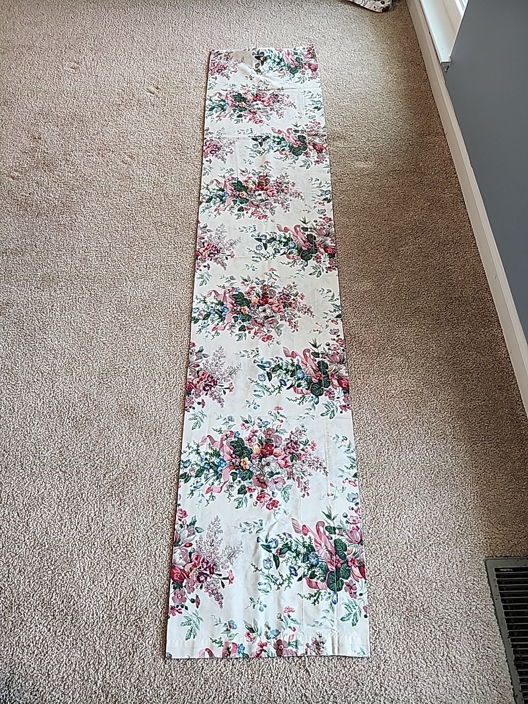 CROSCILL Vintage English Garden Floral Blouson Valance 85″x15” Made In USA