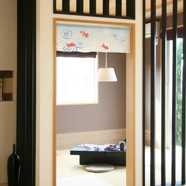 Made in Japan Lucky «Ripple Goldfish» Short Noren Doorway Curtain 85x30cm Gift