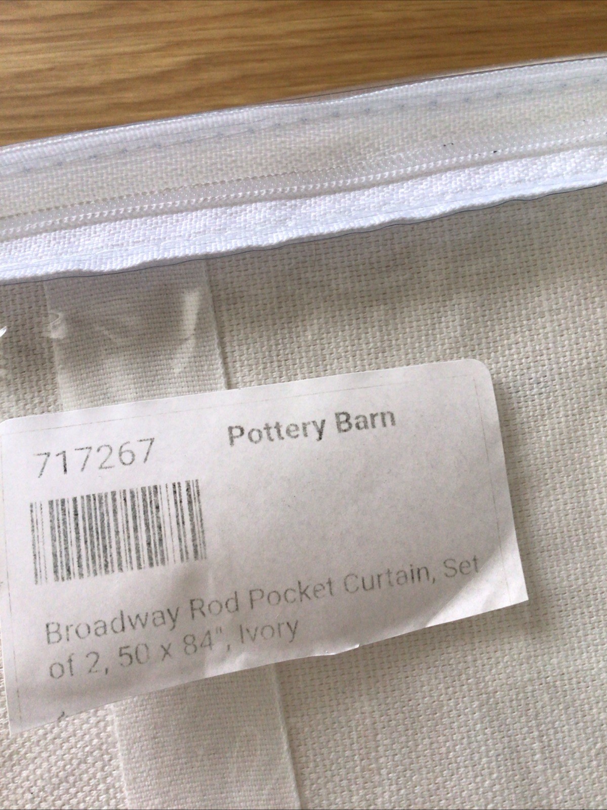 Pottery Barn Broadway Rod Pocket Curtain 2 panels IVORY 50″ x 84″